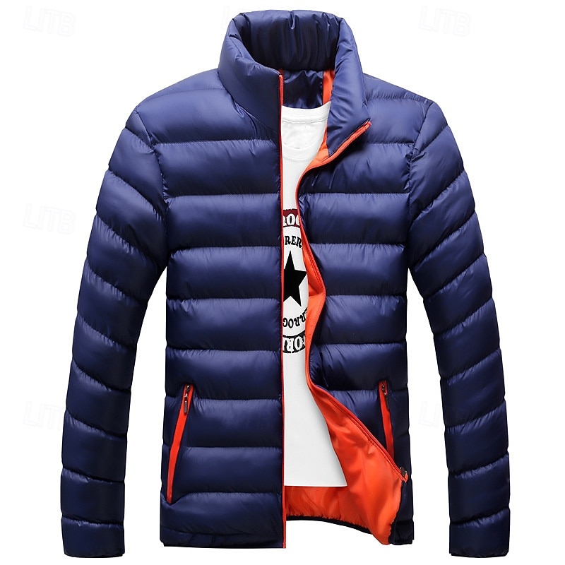 Hombre Abrigo de invierno Chaqueta acolchada Bolsillo Algodón Vacaciones Ropa Cotidiana Cita Regular Moda Casual Cómodo Mantiene abrigado Invierno Color sólido/liso Negro Rojo Azul Real Azul Oscuro 2026 - $22.99 –P4