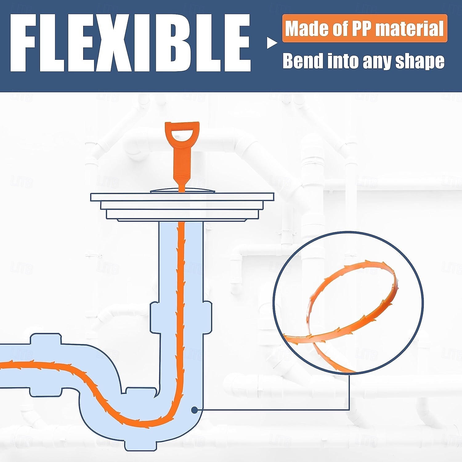 Set med krokar för rengöring av avlopp i kökshandfat, 91 cm avloppsrensare (1 st), 61 cm ormhårsborttagare i avlopp (6 st) och rengöringsborste (2 st), verktygsset med hårfångare och 2026 - $16.99 –P4