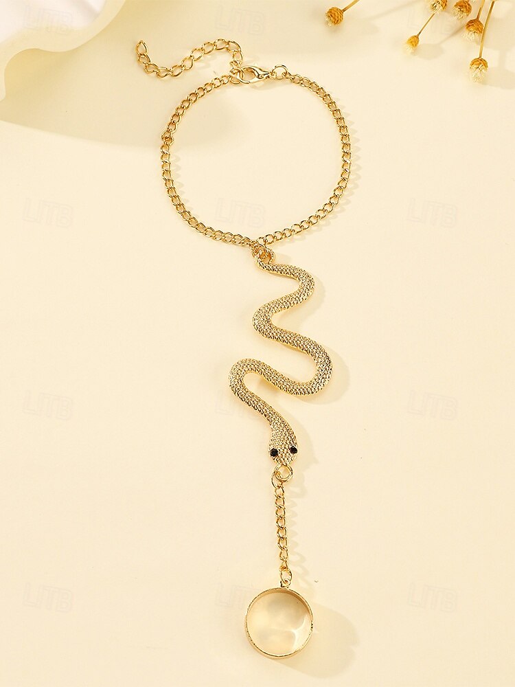 Set di braccialetti e anelli a forma di serpente per Halloween da donna: gioielli con catena regolabile in stile punk gotico con motivo a serpente per feste, cosplay e accessori per serate fuori del 2025 a $7.99 –P5