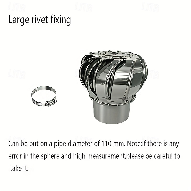 مروحة سقف متينة من الفولاذ المقاوم للصدأ مقاس 110 مم مع غطاء عادم دائري دوار لتهوية المدخنة الخارجية وغطاء المدخنة وغطاء مقاوم للحرارة والبرودة ومقاوم للتآكل وتهوية غير كهربائية 2026 - $50.99 –P5