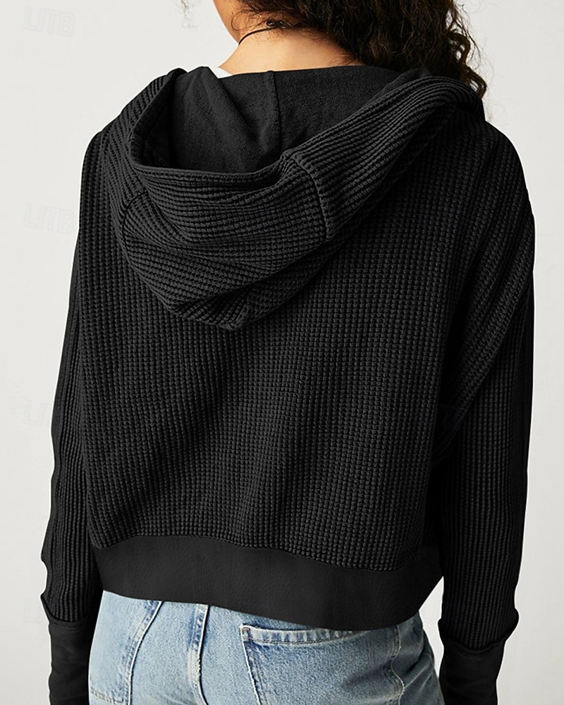 Mulheres Jaqueta casual Casaco com capuz Manter Quente Confortável Zíper Bolsos Moda Ao ar livre Tecido Para Noite Final de semana Zíper Padrão Com Capuz Normal Manga Longa agasalhos Preto Rosa Azul de 2025 por $31.99 –P19