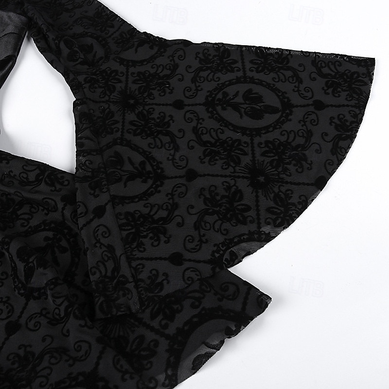 Готика Мини Платья Летучая мышь ведьма Кружева Бархат Корсет Цветочный принт Маскарадный костюм Жен. фантазия Хэллоуин Карнавал Выступление Для вечеринок Взрослые Платье 2026 - $57.99 –P5