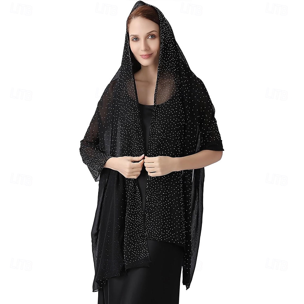 scialli e stole da donna per abiti da sera, scialli in chiffon trasparente con strass scintillanti, copriabiti formali del 2025 a $31.99 –P5