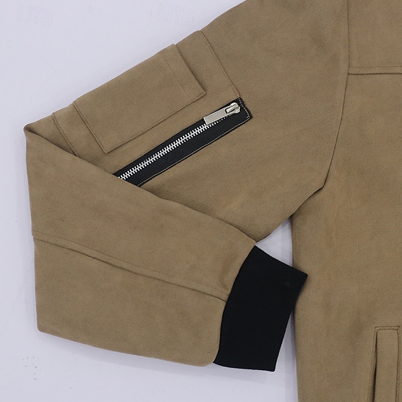 Per uomo Giubbotto bomber Giacca Casual Giacca in camoscio Vacanza Quotidiano Caldo Tasca Autunno Inverno Semplice Moda Classico Collo alla coreana Regolare Nero Rosso Blu marino Marrone Verde Giacca del 2025 a $36.99 –P5