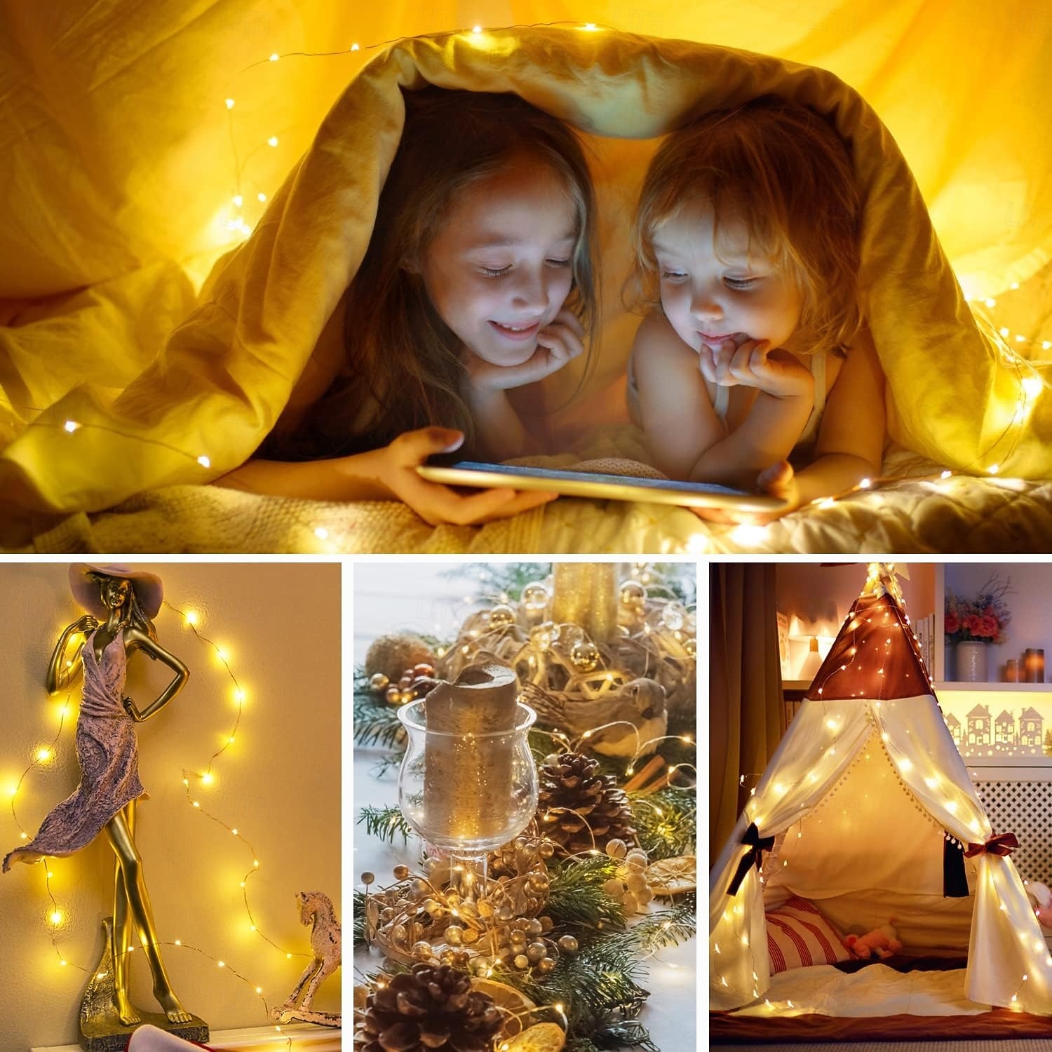 10 pezzi 5m/16,4ft 50 perline a led luci a stringa per Halloween Natale matrimonio San Valentino festa atmosfera interna ed esterna decorazione stringa di luci scatola batteria AAA funzione timer del 2025 a $23.99 –P2