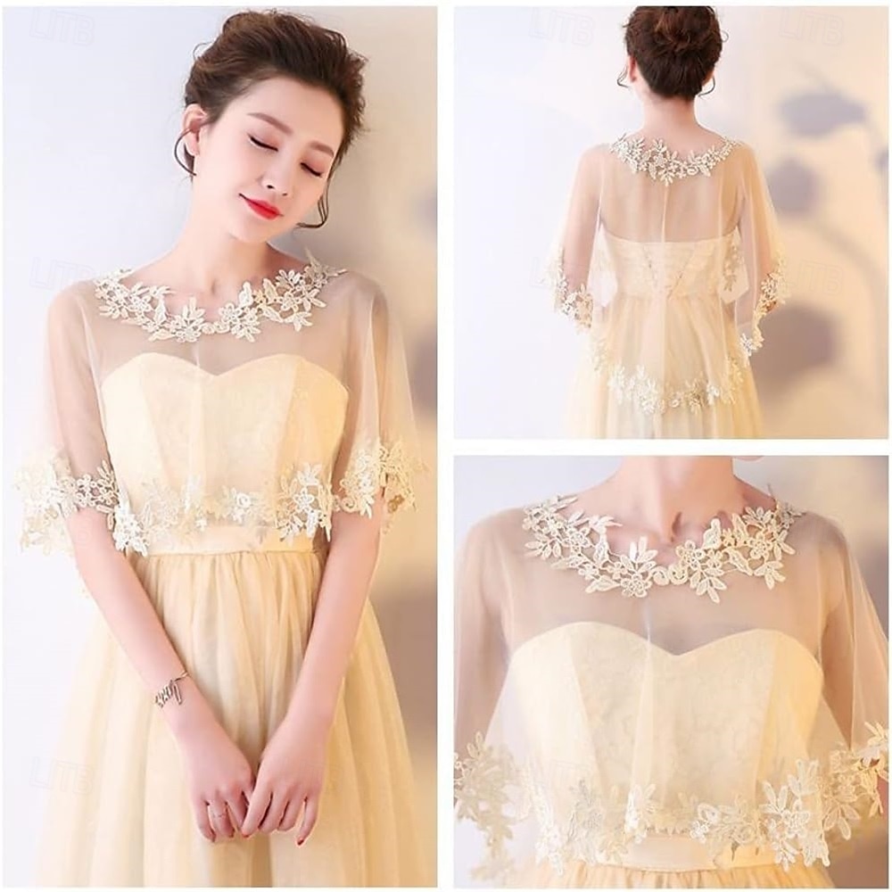 Chaquetas de bolero de encaje para novia, boda, chal, fiesta formal, graduación, noche, capa para novia, dama de honor, encogimiento de hombros 2026 - $17.49 –P2