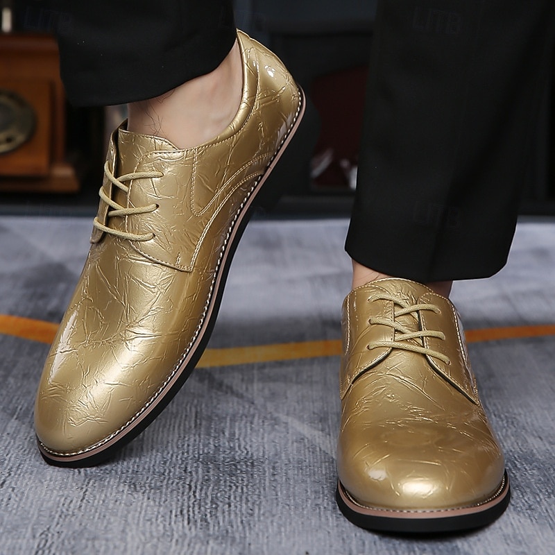 sapatos sociais masculinos de verniz azul-petróleo brilhante com cadarço – calçados formais elegantes para casamentos e eventos empresariais de 2026 por $46.99 –P15