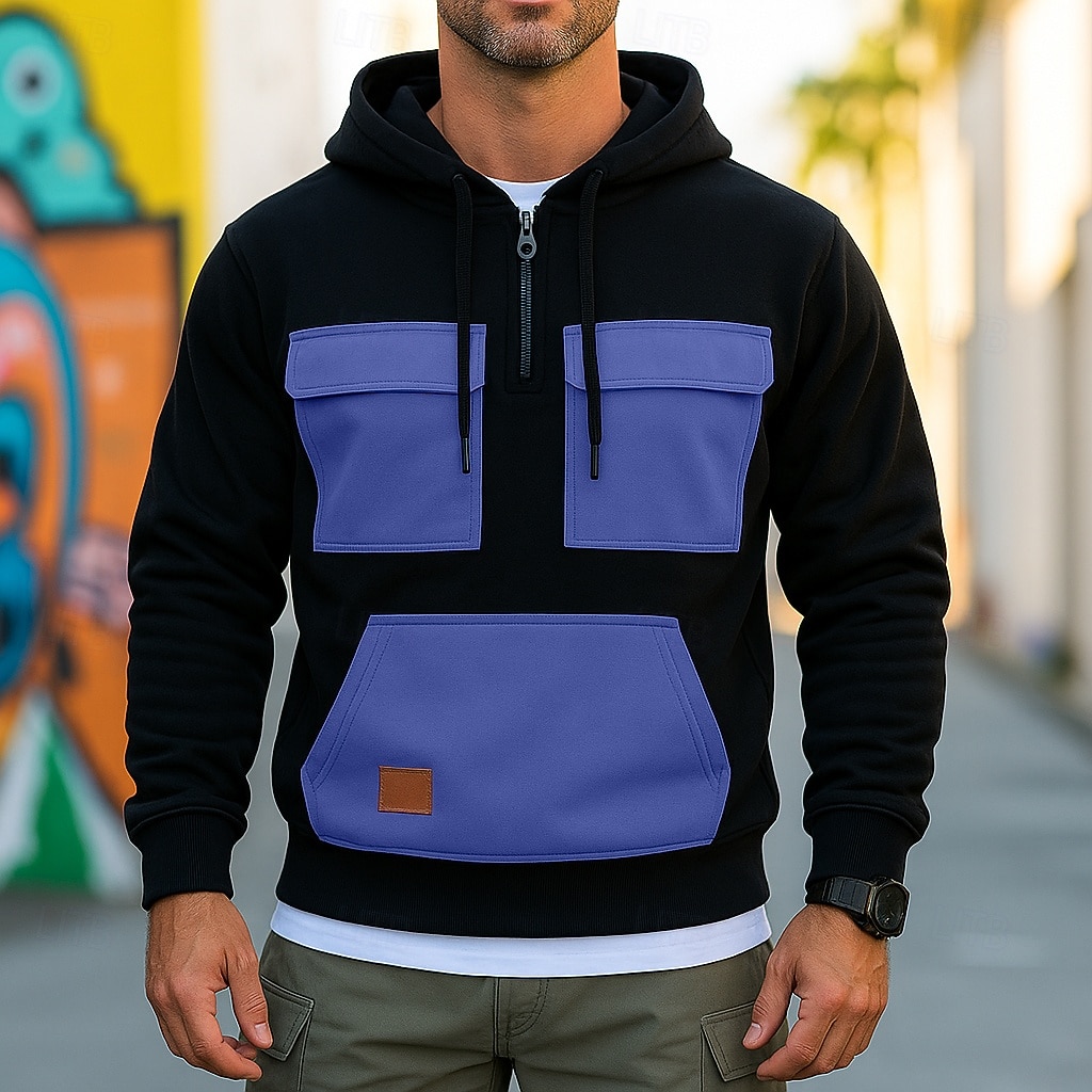 Per uomo Felpa con cappuccio Felpa con cappuccio e zip corta Felpa con cappuccio in pile Felpa con cappuccio tattica Rosso Blu Viola Verde Cachi Con Cappuccio Semplice Patchwork Cerniera Blocco di del 2025 a $23.99 –P7