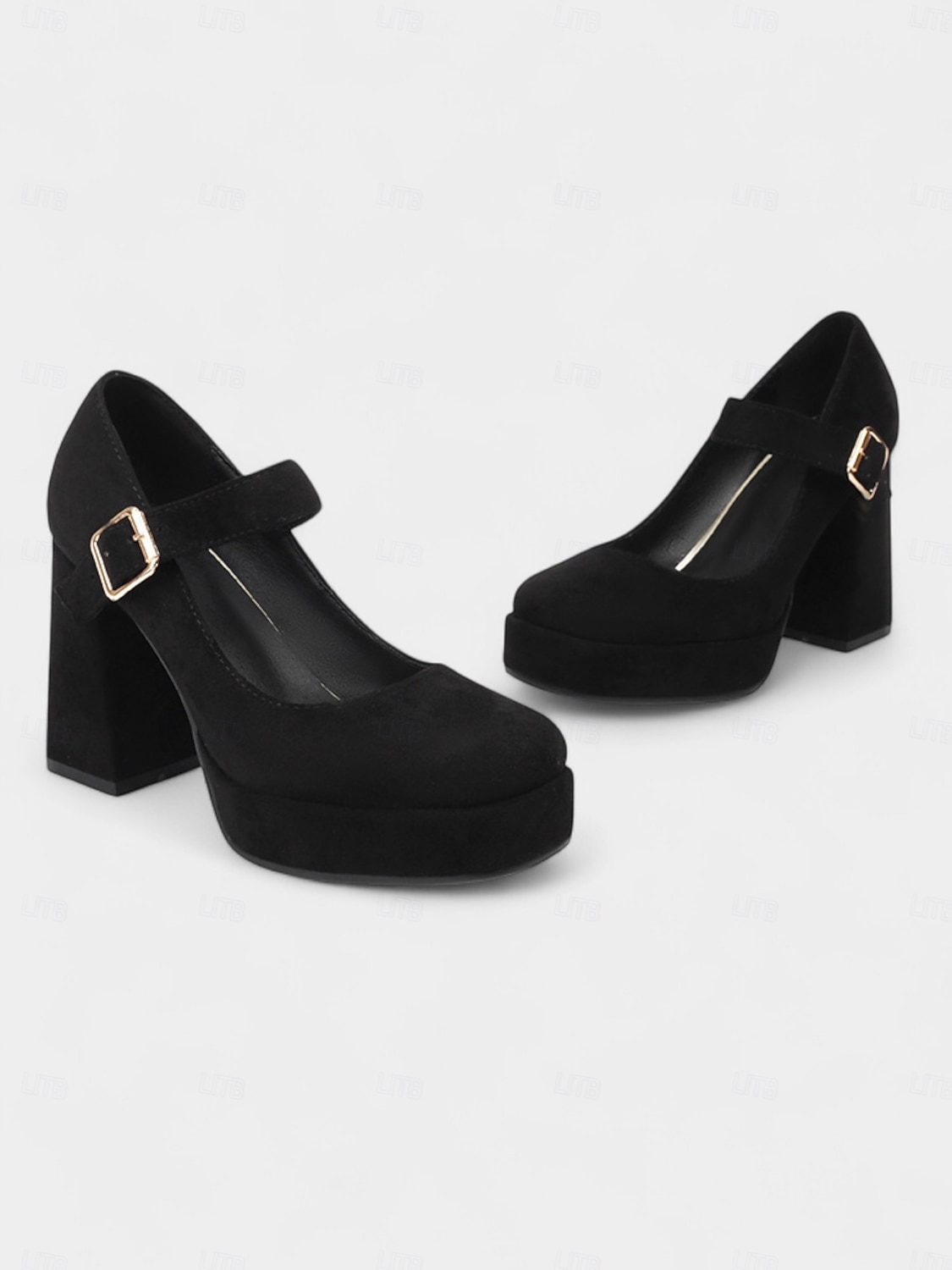 Women's Blue Suede Mary Jane Block Heel Pumps – Platform Round Toe Buckle Strap 1950s Vintage Party Shoes for Weddings, Cocktail, and Evening Outfits 2025 - $54.99 –P3