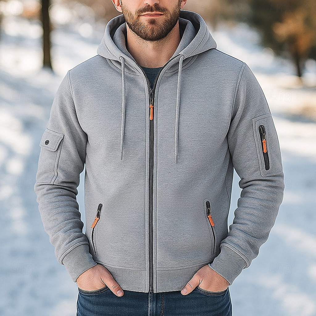 Hombre Sudadera Sudadera con capucha y cremallera completa Sudadera táctica con capucha Azul Marino Caqui Gris Oscuro Gris Con Capucha Plano Cerrar Cremallera Bolsillo Deporte Diario Festivos no 2025 - $23.99 –P1