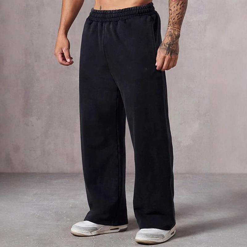 Men's Sweatpants Trousers Straight Leg Sweatpants Pocket Elastic Waist Plain Comfort Sports Outdoor Daily Fashion Casual Black Navy Blue Micro-elastic 2026 - $20.99 –P8