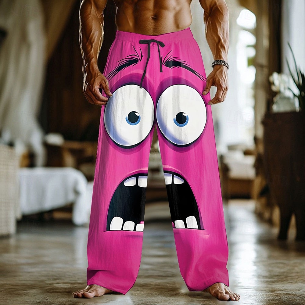 Homme Dessin Animé 3D Visage Souriant Pantalons Pantalon décontracté Pantalons Amples Taille Moyenne Drôle Maison Extérieur Vacances Taille élastique avec cordon de serrage Pantalon en lin avec poches de 2026 ? $27.99 –P2