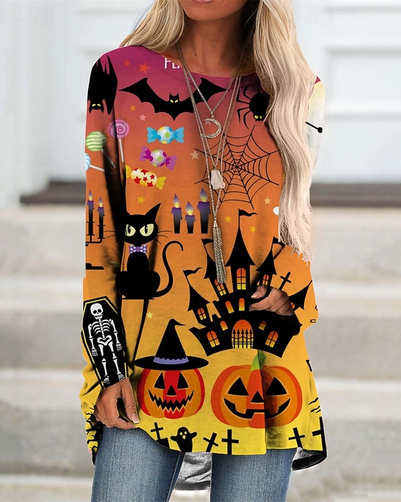 Pentru femei Rochie Mini Rochie hanorac Rochie casual Modă Modern În aer liber Halloween Zilnic Fit regulat Dovleac Manșon Lung Stil Nautic Negru Albastru piscină Mov Portocaliu Primăvară Toamnă 2025 - $19.99 –P5