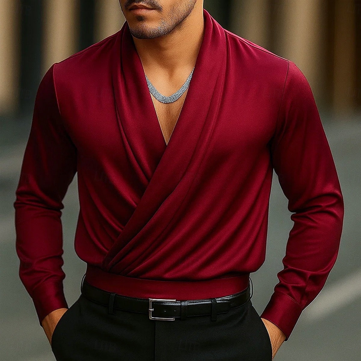 Per uomo Camicia Camicia in raso Camicia elegante Camicia casual Camicia con Bottoni Camicia da Ballo Semplice Formale Matrimonio Nero Bianco Vino Blu marino Manica Lunga Bavero Tutte le stagioni del 2025 a $23.99 –P8