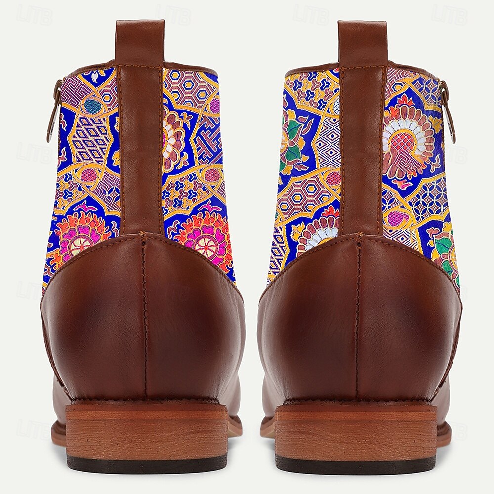 Homens Botas Caminhada Pele PU Tecido Jacquard Confortável Antiderrapante Respirável Botas / Botins Com Cadarço Marrom / Azul Primavera Outono Inverno de 2025 por $46.99 –P6