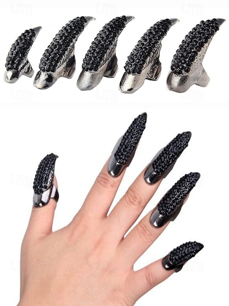 Gotiske kloringer for kvinner med krystall-strass-design – skarpe, elegante og edge, perfekte for halloween, kostymefester og alternativ mote 2025 - $14.99 –P5