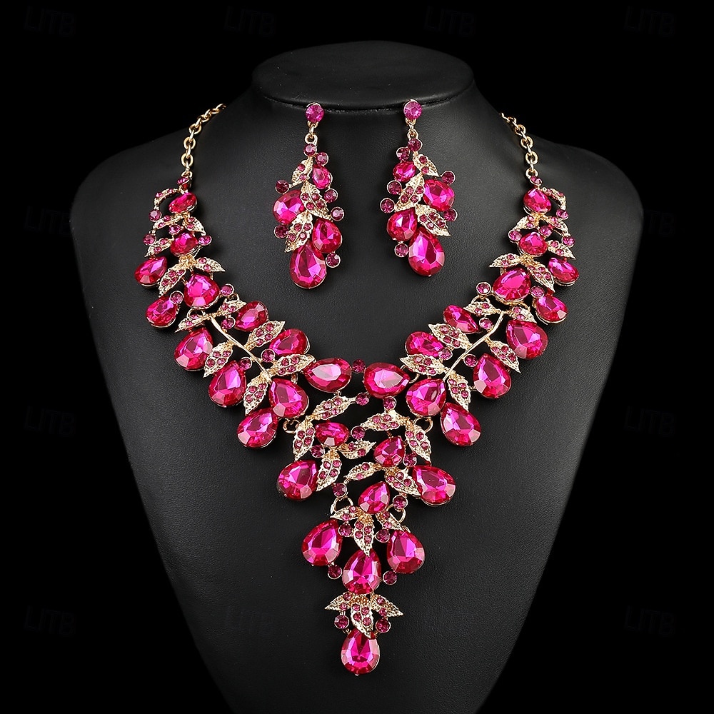 Parure de bijoux 2 Chrome Boucles d'oreilles Collier Femmes Élégant ancien Mode Le style rétro Classique Parure de Bijoux Pour Mariage Soirée robe demoiselle d honneur de 2025 ? $29.99 –P11