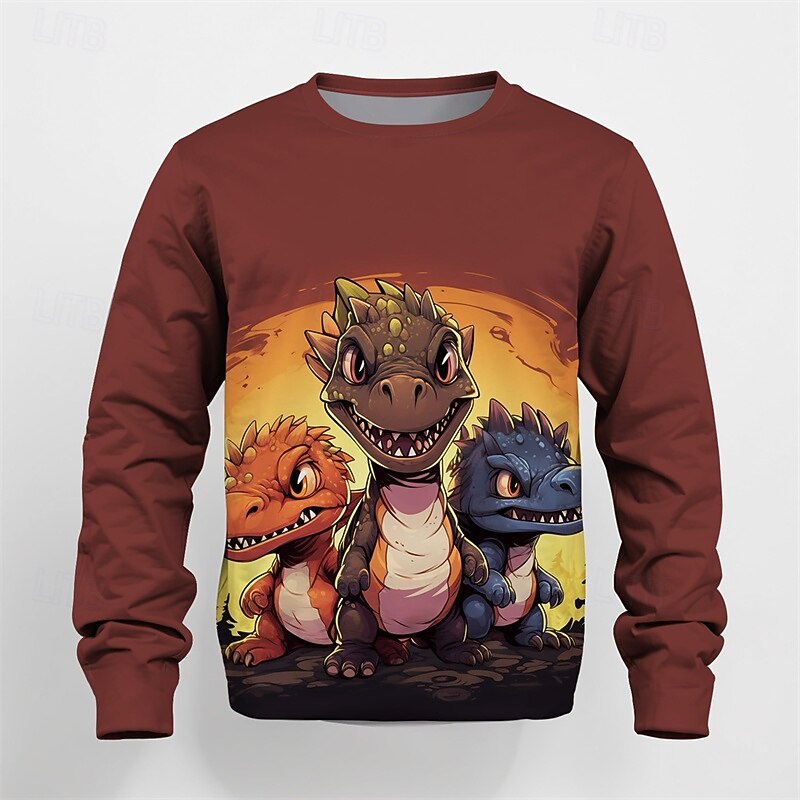Pojkar 3D Dinosaurie Tröja Långärmad Vår Höst Mode Grundläggande Barn 4-12 år Rund hals Utomhus Ledigt Dagligen Normal 2025 - $17.49 –P9