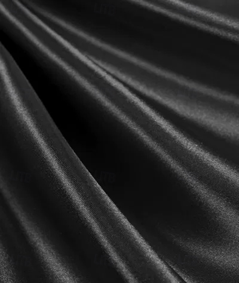 abito da sera a trapezio bianco e nero elegante abito formale da sposa lungo fino al pavimento manica a 3/4 colletto camicia in raso elasticizzato con pieghe 2025 del 2025 a $149.99 –P3