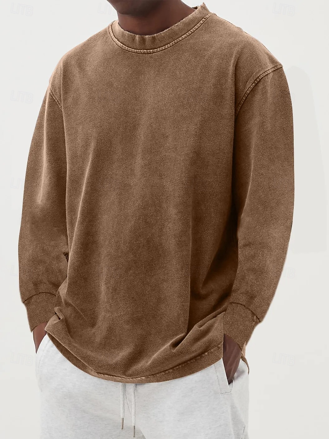 Herren T-Shirt Langarmshirt Langarm Rundhalsausschnitt Herbst Winter Retro Einfarbig Mode Designer Nostalgisch Mode Jahrgang Urlaub Straße Ausgehen Schwarz Himmelblau Olive Top T-Shirt für Herren 2025 - $27.99 –P9