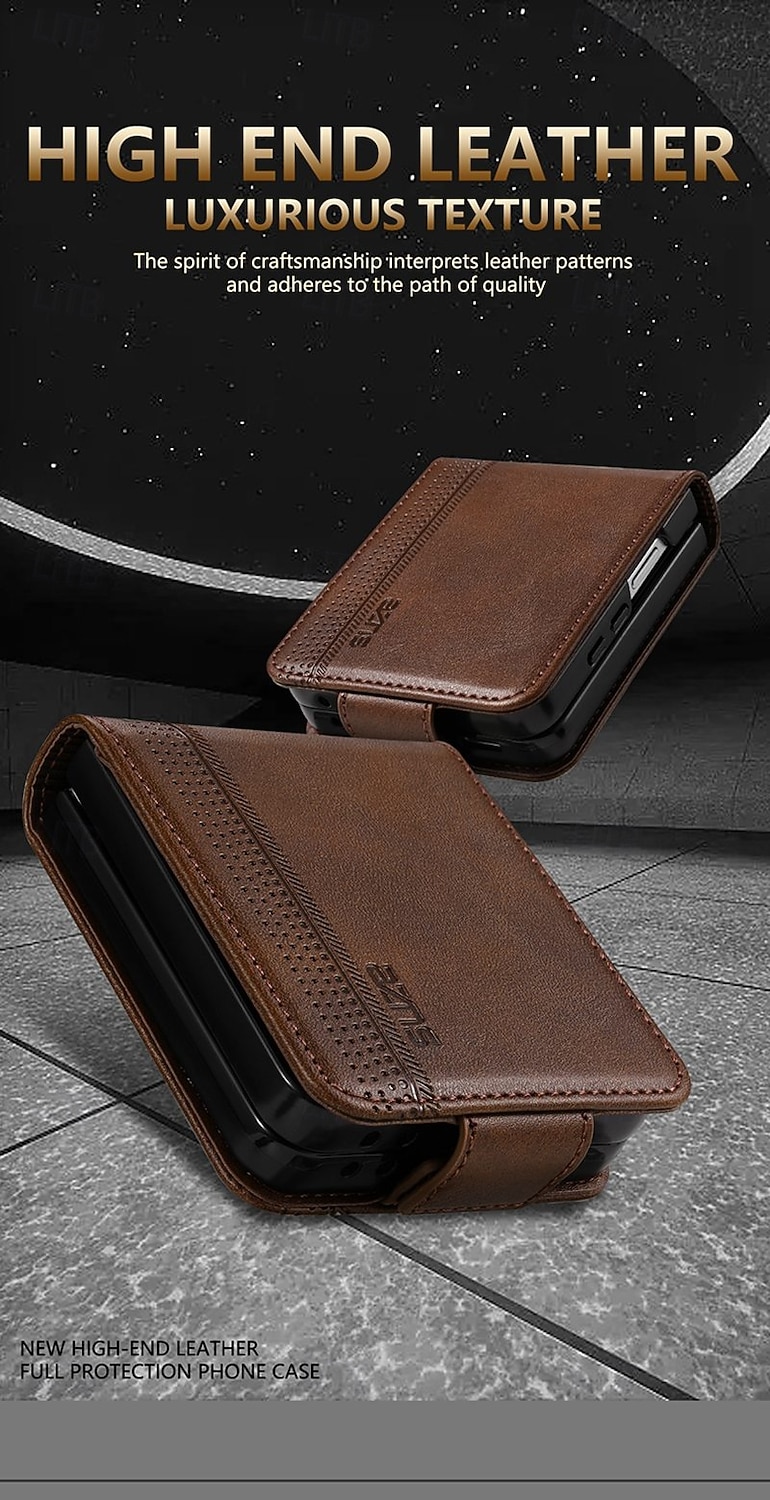 Phone Case For Samsung Galaxy Z Flip 7 Z Flip 6 Z Flip 5 Z Flip 4 Back Cover Card Slot Shockproof Retro TPU PU Leather 2026 - $13.99 –P1