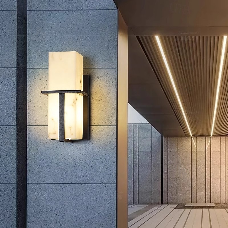 utendørs LED-vegglampe linjedesign vanntett belysning innendørs marmorvegglampe moderne soverom varmt hvitt lys 1 stk 2025 - $182.99 –P4