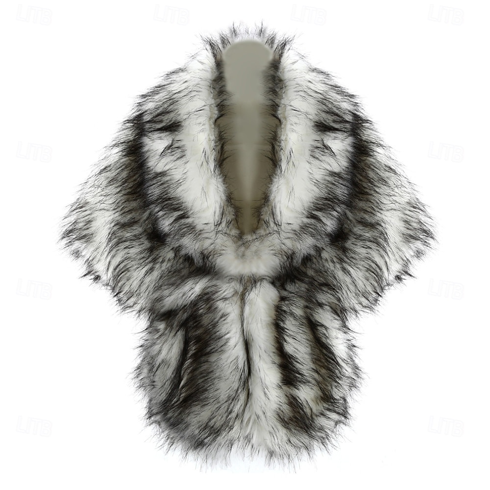 scialli e coprispalle in pelliccia sintetica da donna, sciarpe senza maniche per spose, sciarpe in pelliccia anni '20, stole in pelliccia da sposa con spilla, mantellina invernale in pelliccia per del 2025 a $39.99 –P5