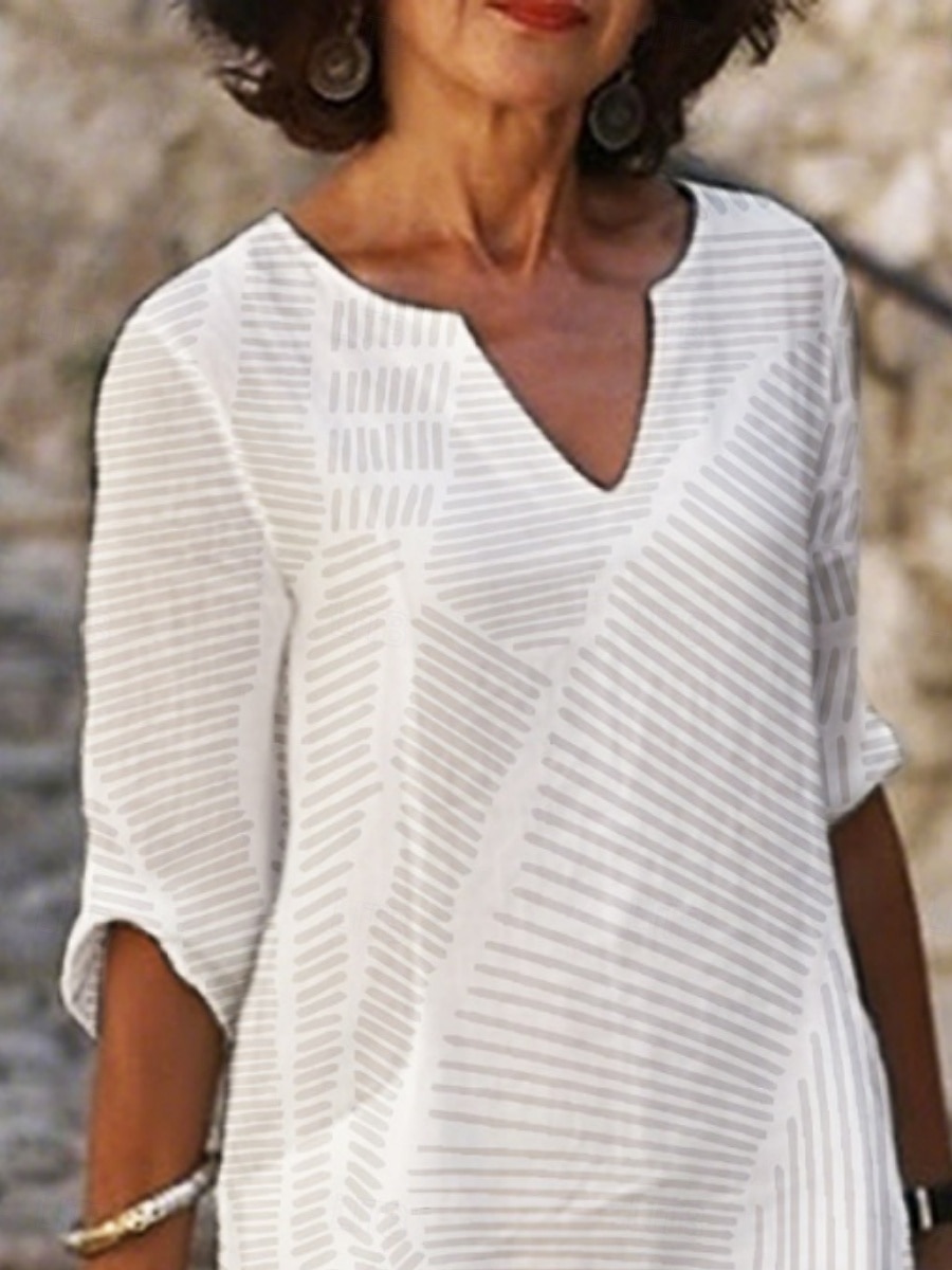Femmes Mini Robe Robe Décontractée Robe Imprimée Mode Moderne Quotidien Plage Week-end Coupe régulière Ligne Manche 3/4 Col fendu Blanche Été Printemps Automne de 2025 ? $22.99 –P2