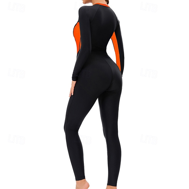 Dame Badedrakt Rash-guard UV Solbeskyttelse UPF50+ Langermet Badetøy Ta igjen glidelåsen Svømming Surfing Lapper Vår Høst 2025 - $32.99 –P8