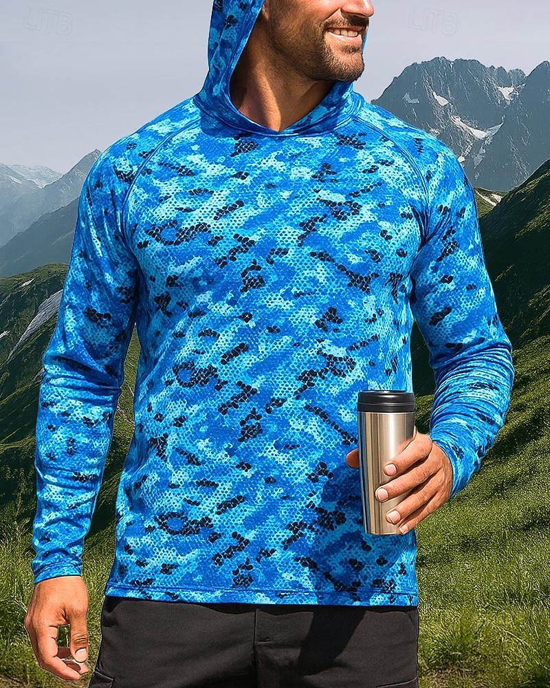 Муж. Рубашка для туризма и прогулок Рубашка Рыбалка Футболка с защитой от ультрафиолета Длинный рукав Капюшон Верхняя часть На открытом воздухе УФ-защита от солнца Дышащий Весна Осень Полиэстер 2026 - $34.99 –P3