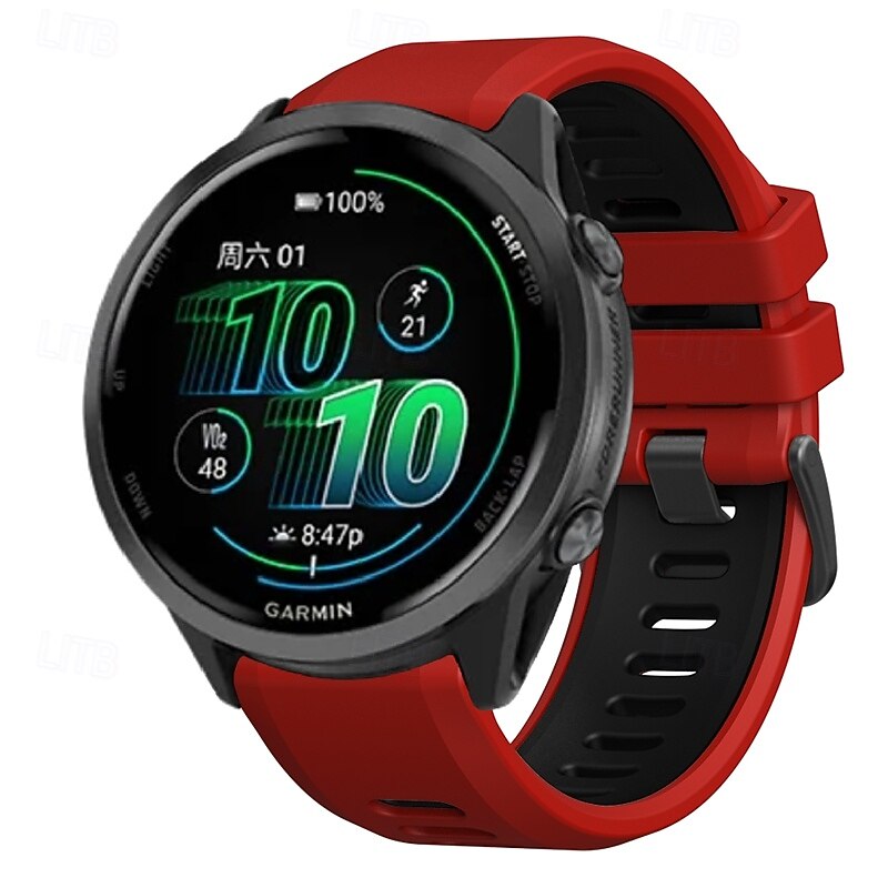 Klokkerem til Garmin Forerunner 570 47 mm/265 (musikk)/255 (musikk)/Venu 3/Vivoactive 4 Marq Descent Quatix 22 mm silikonrem i rustfritt stål, tofarget 2025 - $15.99 –P8