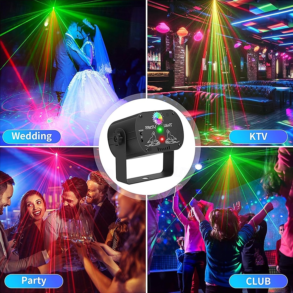 DJ disco podium feestverlichting led geluid geactiveerd laserlicht rgb flits stroboscoop projector met afstandsbediening voor kerst halloween decoraties karaoke pub ktv bar dans cadeau verjaardag 2025 - $58.99 –P5