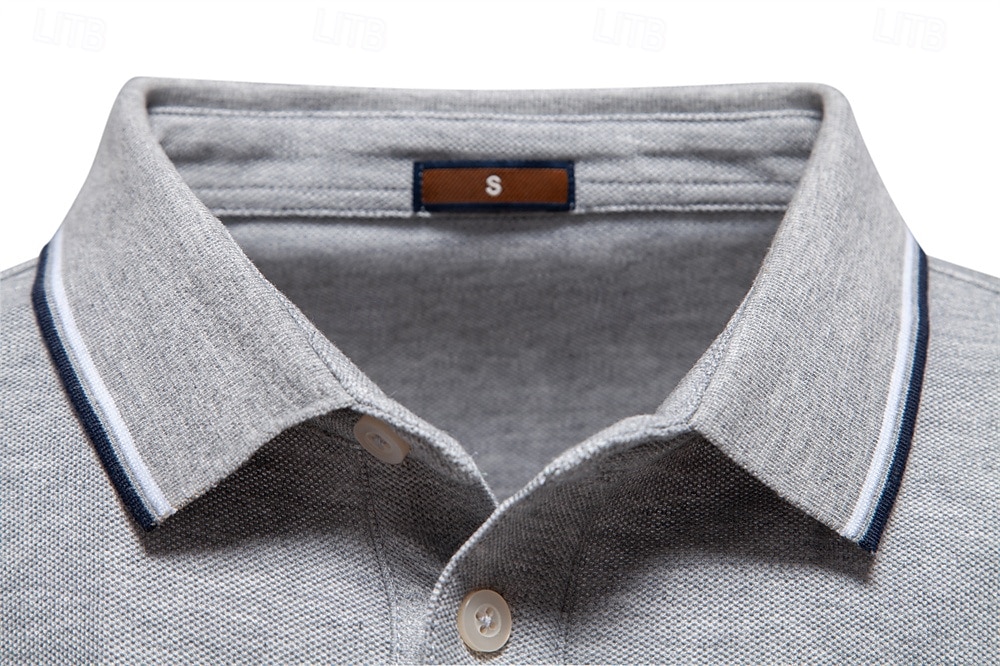 Hombre Polo Trabajo Negocio Cuello Vuelto Manga Larga Ocio Cómodo Plano Bloque de Color Puro Todas las Temporadas Ajuste regular Rojo rubí Negro Blanco Azul Marino Oscuro Gris claro Verde Ejército 2026 - $22.99 –P25