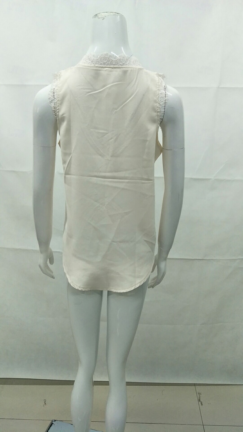 Femmes Hauts d'été Uni Élégant Sans manches Col en V Hauts Réguliers Noir Blanche Rose Claire Bleu Ciel Abricot Été de 2025 ? $15.99 –P9