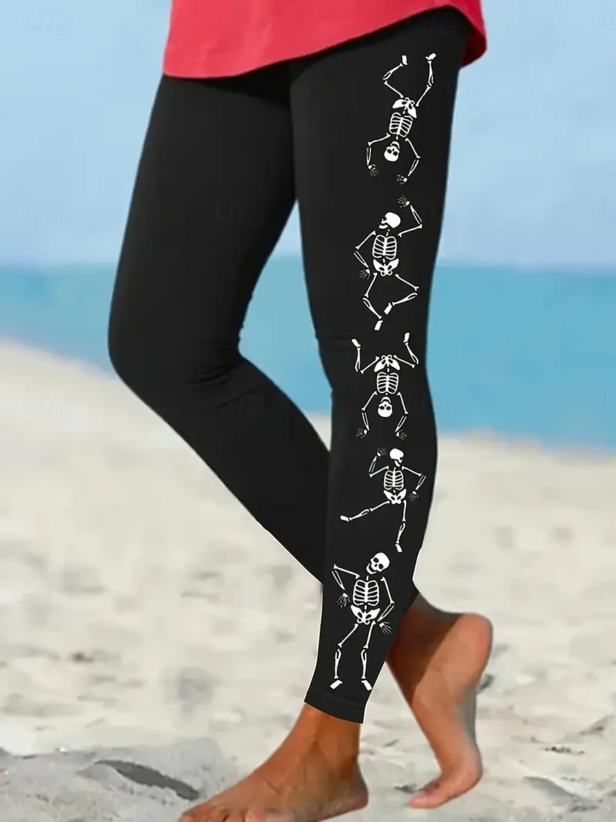 Per donna Leggings Vacanza Vintage Moda Lunghezza intera Vita AltaPantsHalloween Grafico Teschio Stampa Calore Termico Morbido Traspirante Elasticizzato Formale All'aperto Vacanza Nero Rosso del 2025 a AED 85.07 –P2
