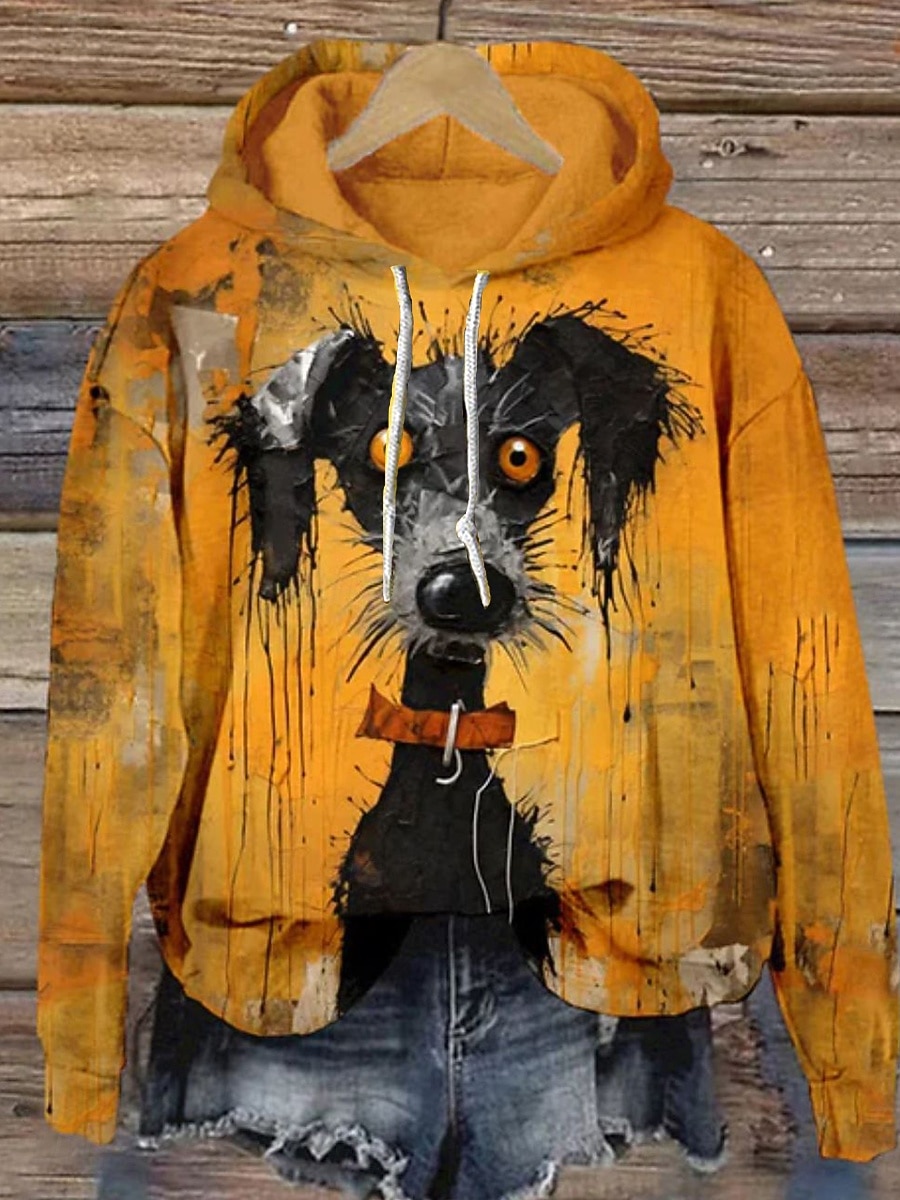 Femmes Sweats à capuche Graphique Animal ancien Occasionnel manche longue À capuche Hauts Réguliers Rue Occasionnel Sortir Patchwork Imprimé Noir Jaune Bleu Orange Vert Printemps Automne Hiver de 2025 ? $24.99 –P2