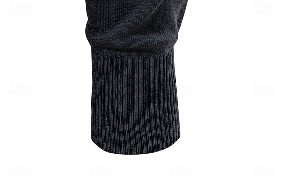 Herre Pullover genser Strikke Vanlige topper Jacquard Knapper Helfarge Polokrage Elegant Årgang Skole Hjem Klær Vår Høst Mørk Marineblå Kakifarget S M L 2026 - $35.99 –P23