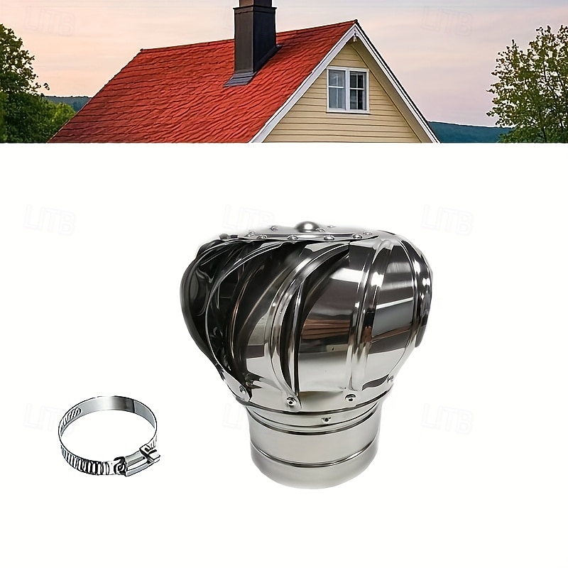مروحة سقف متينة من الفولاذ المقاوم للصدأ مقاس 110 مم مع غطاء عادم دائري دوار لتهوية المدخنة الخارجية وغطاء المدخنة وغطاء مقاوم للحرارة والبرودة ومقاوم للتآكل وتهوية غير كهربائية 2026 - $50.99 –P8