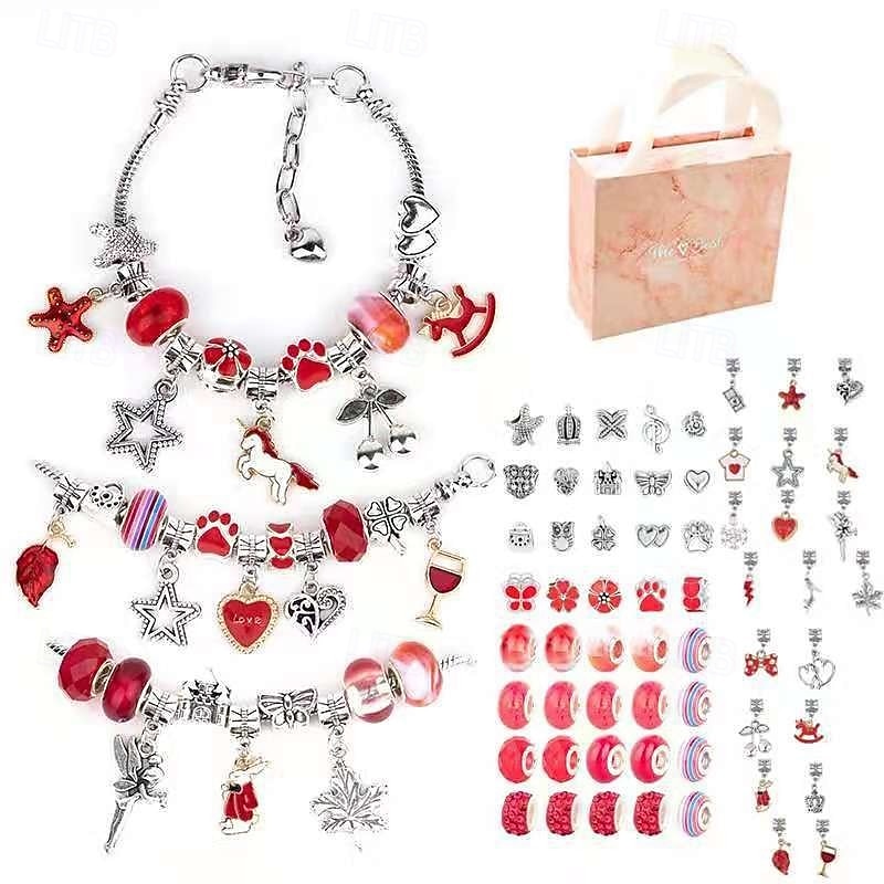 Conjunto de pulseiras de cristal faça você mesmo para crianças, kit para fazer joias com miçangas, design de desenho animado rosa, pulseira com pingentes artesanais, acessórios com caixa de presente de 2025 por $19.99 –P8