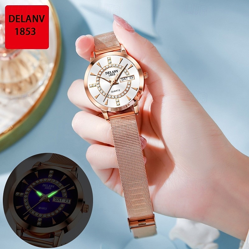 The New Ladies' Alloy Mesh Strap Fashion Watch With Ipx7 Water Resistance Dual Calendar Luminous Casual Quartz Watch Light Luxury And Versatile Elegant Ladies' Wristwatch 2025 - $16.99 –P1