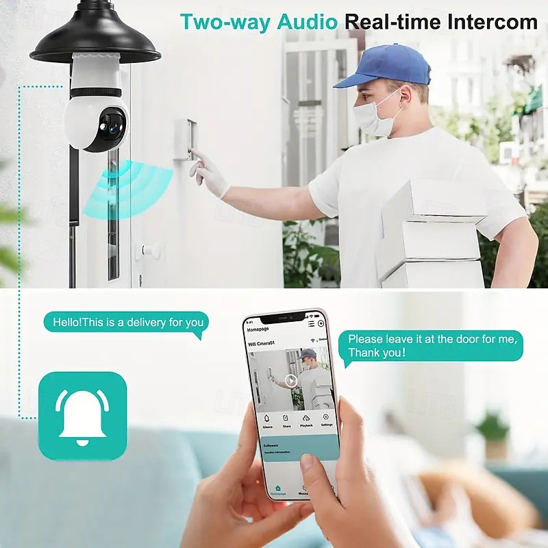 4-megapixel Bulb-style Surveillance Camera  Wifi 2k Surveillance Camera Wireless Outdoor/Indoor Full-color Day/Night Type Easy To Install Motion Detection Full-color Night Vision 2026 - $31.99 –P4