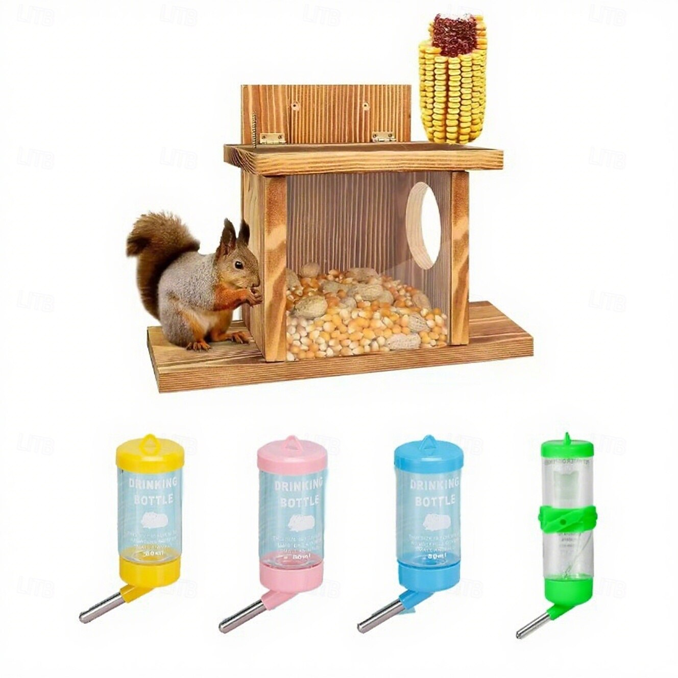 Mangeoire à écureuils, cantine à écureuils murale en bois robuste pour jardin, boîte d'alimentation pour écureuils en rondins d'extérieur résistante à l'humidité pour jardin, arbre de 2025 ? $38.99 –P10