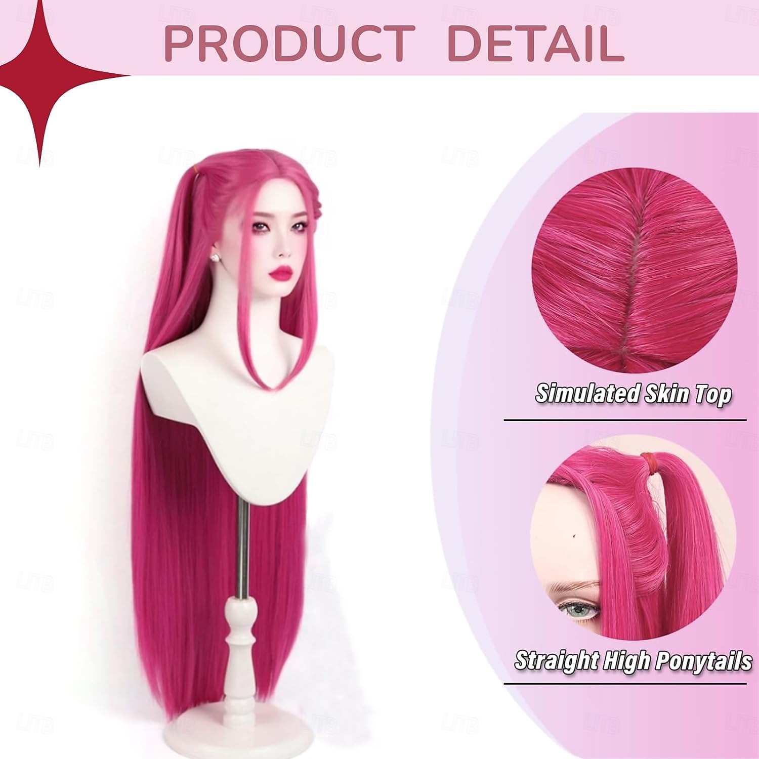 Koreansk Idol-inspirerad kostym popstjärnaperuk cosplayperuk animeperuker långt rakt håraccessoar för kvinnor flickor 2025 - $19.99 –P6