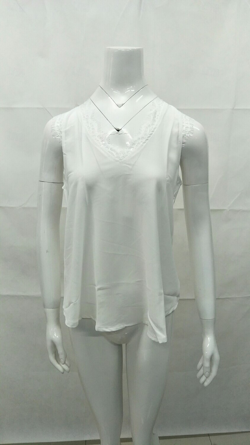 Femmes Hauts d'été Uni Élégant Sans manches Col en V Hauts Réguliers Noir Blanche Rose Claire Bleu Ciel Abricot Été de 2025 ? $15.99 –P6