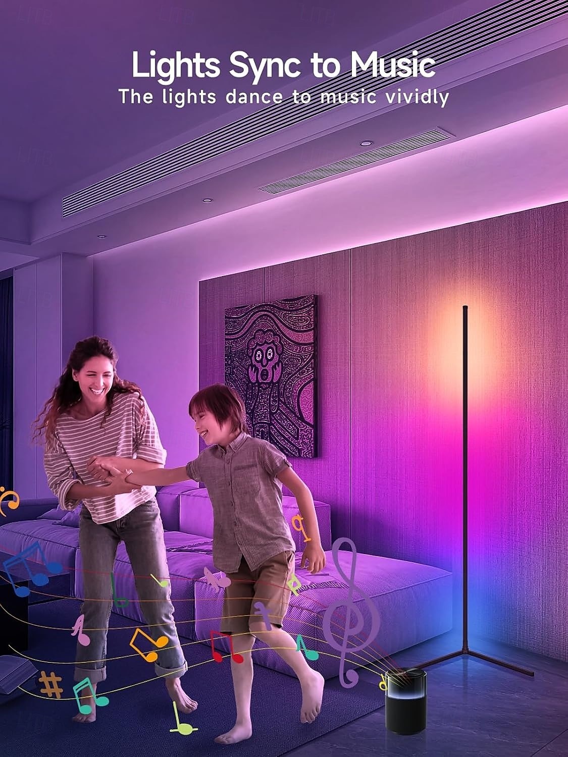 Luminária de canto de chão, pacote com 1, luminária de canto LED RGB com controle remoto, luz ambiente que muda de cor com 16 milhões de cores DIY para quarto, sala de estar e sala de jogos de 2025 por $62.99 –P8