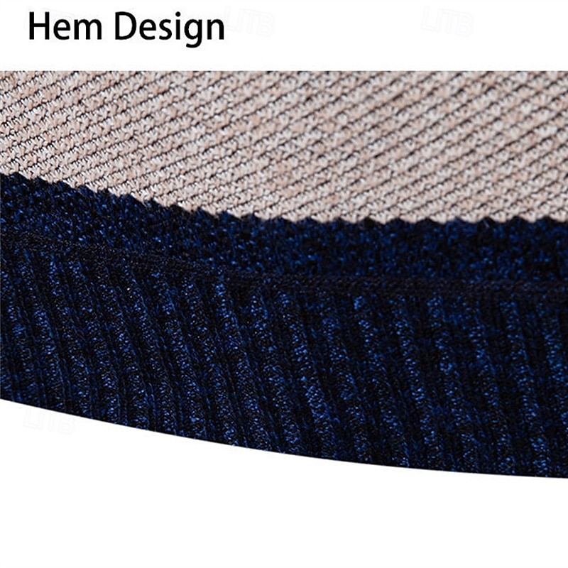 Men's Pullover Sweater Jumper Knit Sweater Ribbed Knit Regular Tops Knitted Stripe Quarter Zip Fashion Basic Vacation Daily Wear Clothing Apparel Fall Winter Navy Blue Green S M L 2025 - $26.99 –P14