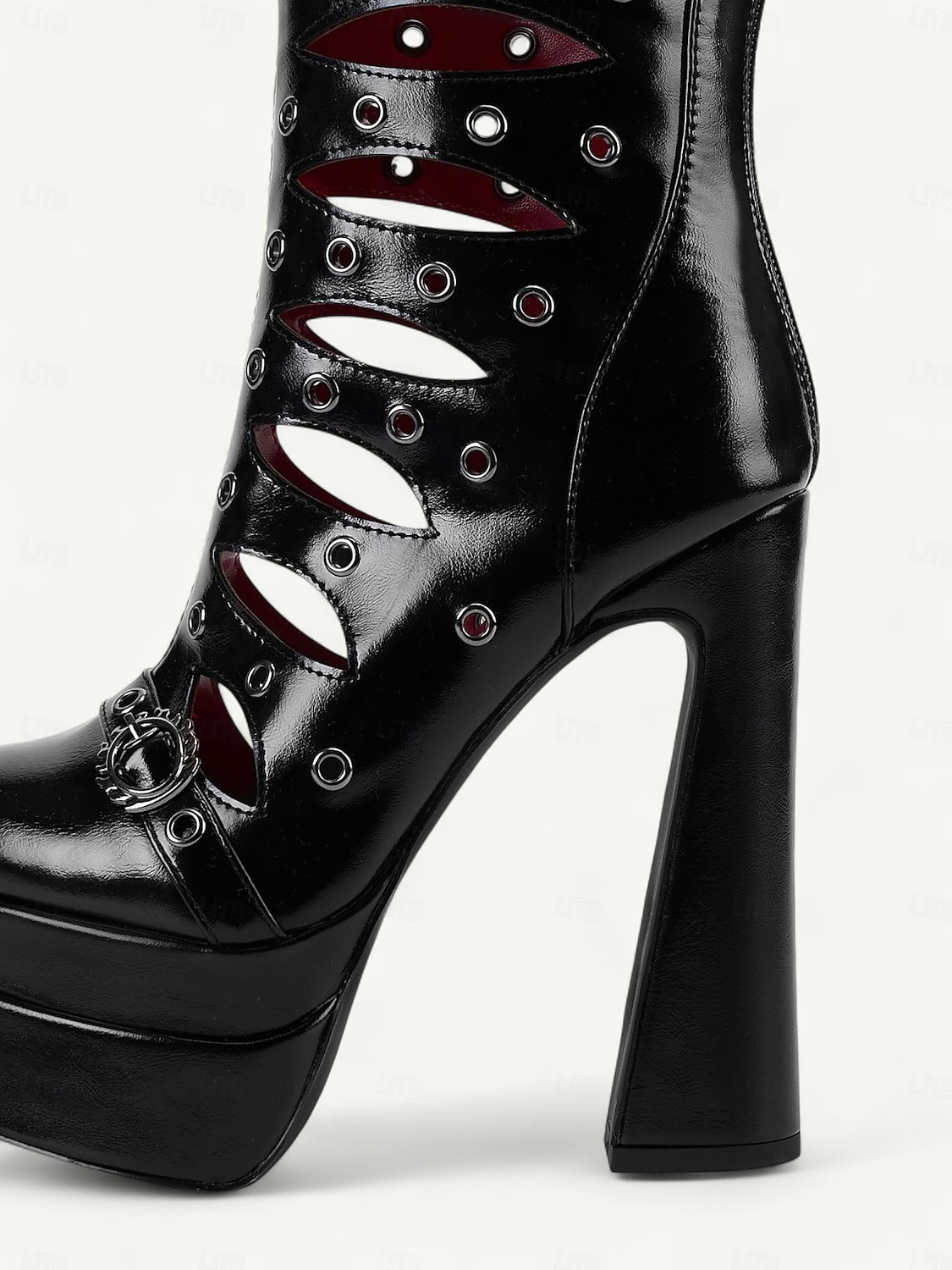 Bottes hautes gothiques ajourées pour femmes, bottes à talons à lacets rétro avec design découpé, chaussures de costume élégantes pour tenues de fête d'Halloween de 2025 ? $109.99 –P9