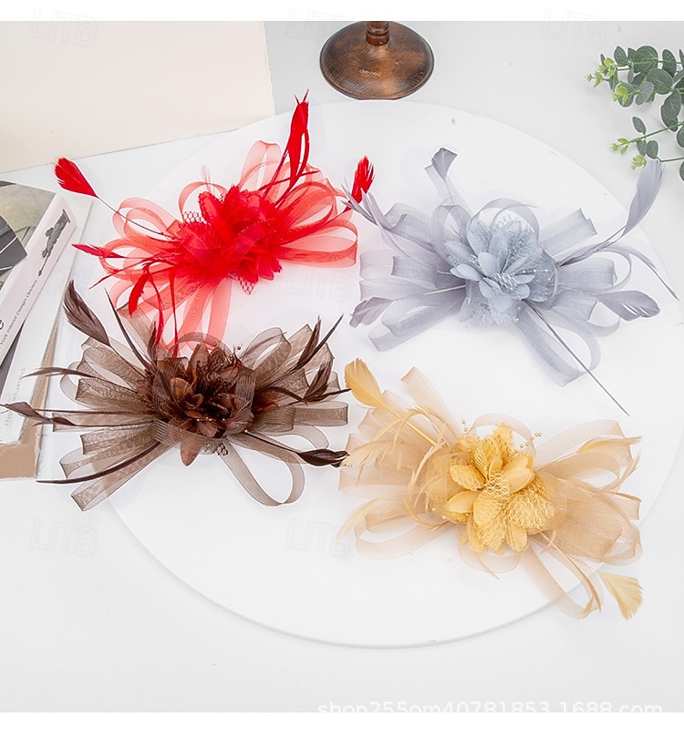eleganti fascinator di piume da donna - eleganti copricapi per Gatsby - feste a tema e occasioni speciali del 2025 a $14.99 –P5