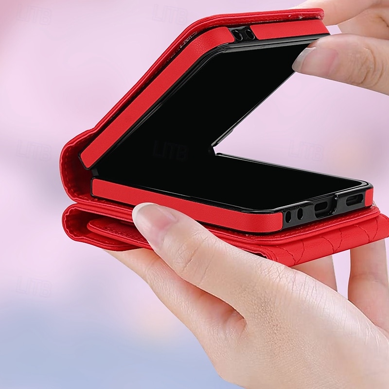 telefon Maska Pentru Samsung Galaxy Z Flip 7 Z Flip 6 Z Flip 5 Z Flip 4 Capac Spate cu curea de mână Loc pentru card Cataramă inel Retro TPU PU piele 2026 - $28.99 –P2