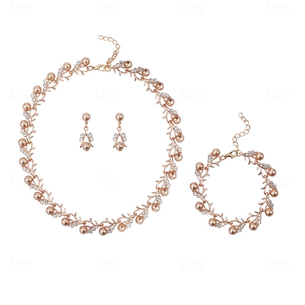 Parure de bijoux 3 Perle Perle Chrome 1 Collier Boucles d'oreilles Collier Femmes Élégant ancien Mode Le style rétro Classique Fleur Parure de Bijoux Pour Mariage Soirée robe demoiselle d honneur de 2025 ? $13.99 –P11